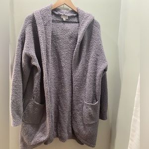 Cuddly Gray Hoodie Cardigan